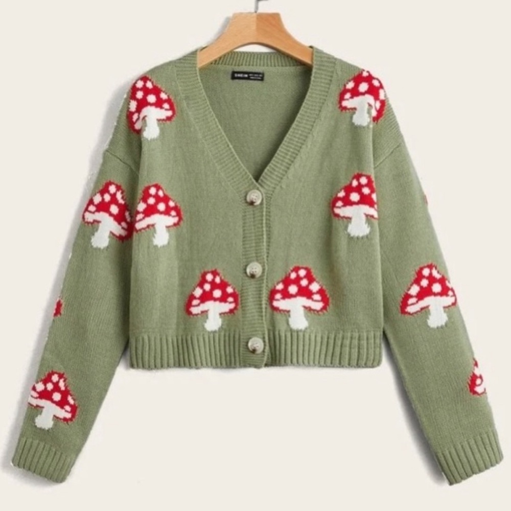 Cropped Mushroom Cardigan